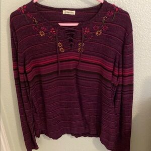 Women's Purple Top with Embroidered Details
